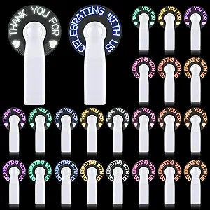 24 Pcs Mini Portable Handheld Fans Bulk For Guest LED Battery Powerful Fan Small Personal Fans Thank You For Celebrating With Us Gifts for Summer Beach Wedding Baby Shower Party Favors (24, White)