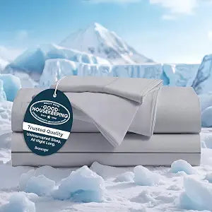 Breescape Cooling Sheets Queen Size - BlendTek Dry & Cool Technology Cooling Bed Sheets for Hot Sleepers and Night Sweats, Q-Max>0.46 Tech, Deep Pocket Up to 18", Anti-Slip, Gray