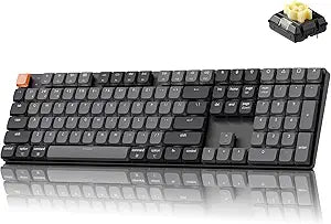 Keychron K5 Version 2 Wireless Bluetooth 5.2 Mechanical Keyboard, Low Profile Milk POM Switch 100% Full-Size Layout QMK Programmable, White Backlight with Shine-Through Keycaps for Mac Windows Linux