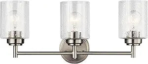 Kichler Winslow 21.5" Vanity Light in Brushed Nickel, 3-Light Transitional Bathroom Light with Clear Seeded Glass. (21.5" W x 9.25" H), 45886NI