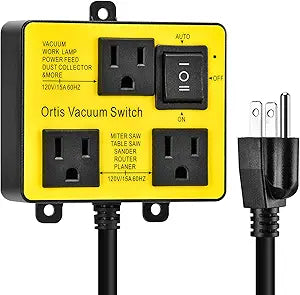 Automatic Vacuum Switch, Ortis Vacuum Switch for More Power Tools, Delay Vacuum On/Off to Prevent Circuit Overload and Tripping, Keep Your Workplace Cleaner, Better for Your Lung