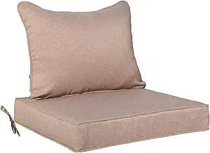 Outdoor Chair Cushions 24 x 24 Inch Patio Furniture Cushions Waterproof & Fade Resistant Outdoor Backrest and Deep Seat Cushion Set with Straps for Chair Sofa Couch