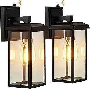 Sylvania Dusk to Dawn Outdoor Wall Light Fixtures, Porch Lights Outdoor/Indoor Wall Sconce, Waterproof Exterior Lights Wall Mount Metal/Black for Patio, Front Door, Garage - 2 Pack (66555)