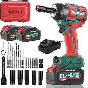 Cordless Impact Wrench 1/2", 650Nm (480Ft.lb) Brushless Impact Gun with 2x4.0Ah Batteries and Fast Charger, Electric Impact Driver for Car/Lawn Mower, 6 Sockets & Toolbox