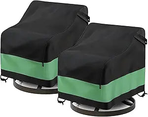 Swivel Patio Chair Cover 2 Pack Waterproof Heavy Duty Outdoor Chair Covers (30 W x 34 D x 38.5 H inch) Outdoor Swivel Lounge Chair Cover Black&Green