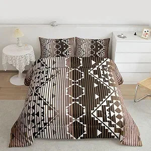 jejeloiu Southwestern Aztec Western Comforter Set Queen Size Boho Tribal Bedding Set for Kids Boys Girls Retro Bohemian Duvet Quilt Grass Green Bedroom Decor 3 Pcs with 2 Pillow Cases