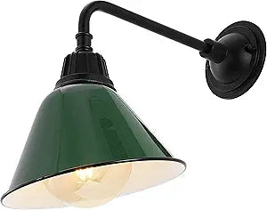 JONATHAN Y 9.63" Green/Black 1-Light Farmhouse Outdoor Sconce, Industrial LED Wall Light, Gooseneck Arm Barn Lamp with Metal Bell Shade for Porch, Patio, Kitchen, LED Bulb Included (JYL7612F)