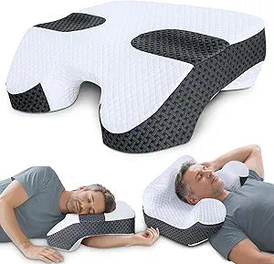SAHEYER Side Sleeper Pillow with Arm Holes, Ergonomic 2 in 1 Shoulder Relief System for Rotator Cuff Pain, Memory Foam Pillow for Adults with 3 Arm Place Hole - for Side, Back and Stomach, White