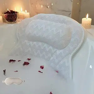 Upgraded Bath Pillows,Bathtub Pillows for Head and Neck Support,Bath Pillows for Tub with Soft 4D Breathable Mesh Fabric Nonslip Suction Cups,Relaxing Bath Accessories Spa Gifts .(Wave White)