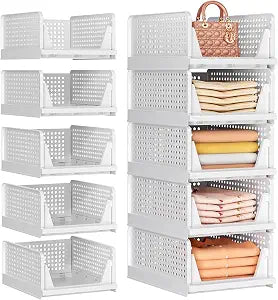 Upgraded Closet Organizers and Storage, Stackable Closet Organizer Basket