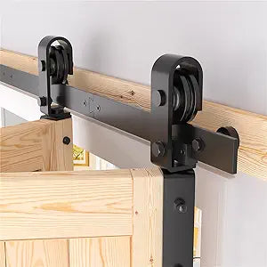 48" Bifold Barn Door Hardware Kit - Fit for 2 Bifold Doors, Black Plastic Spraying, Folding Push-Pull, Thickened Carbon Steel - Sturdy & Durable - Anti-Skipping Design (zdm-48-2)