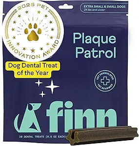 Finn Plaque Patrol Dental Chews | Fights Tartar & Bad Breath | Small Dogs | Coconut Oil, Parsley & Shiitake Mushroom | All-Natural | No Artificial Additives | Daily Dental Defense