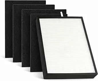 Nispira BF25A BF15A True HEPA Air Filter Replacement with 4 Pre-Filters, Activated Carbon Filter Compatible with A-len Breathe A350 A375 Air Purifier, 1 Set