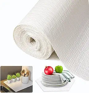 Beautysaid Shelf and Drawer Liner for Kitchen Cabinet, Non Adhesive Non Slip Shelf Paper Waterproof Washable Thickened for Dresser Pantry Shelve Bathroom Protector Liner(White,12 in x 30 FT)