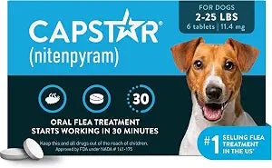 Capstar (Nitenpyram) Fast-Acting Oral Flea Treatment for Dogs 2-25 Lbs, Vet-Recommended Medication Tablets, Flea Tablets for Dogs Start Killing in 30 Minutes, 6 Doses
