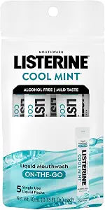 Listerine Alcohol Free Mouthwash Packets, Cool Mint, 0.33 fl. oz x 5 Pack