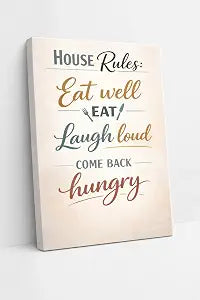 ICE ARMOR House Rules Canvas Wall Art, Eat Well Laugh Loud Come Back Hungry Quote Typography Decor for Kitchen, Dining Room or Family Space 16x24 Inch Frameless Canvas Print - Ready to hang
