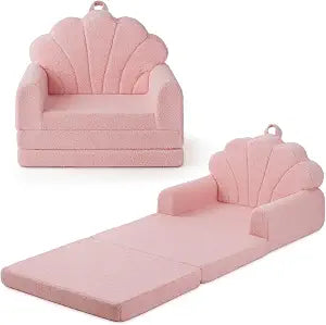 Blissful Diary Foldable Kids Couch, 2-in-1 Kids Sofa Chair, Pink Shell