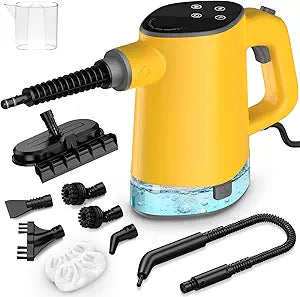 Steam Cleaner, Adjustable Handheld Steam Cleaner for Home, 10s Fast Heat-Up & 450mL Tank, Multi-Surface Portable Steamer for Cleaning Floor/Grout/Car/Kitchen & Bathroom Yellow