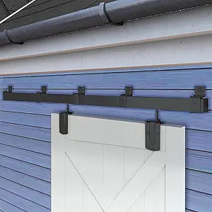 Exterior Barn Door Hardware Kit, BARNSMITH 10FT Sliding Barn Door Hardware Heavy Duty Barn Door Track Kit for Indoor and Exterior Door, Wall Mount Kit, Black (NO Door, Hardware Only)