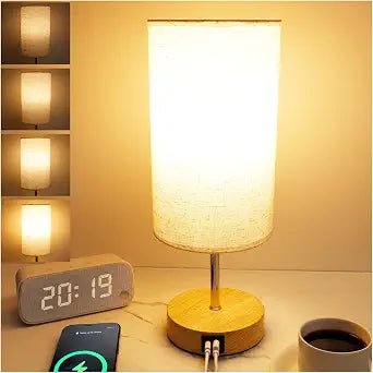 UNIFUN Nightstand Lamp, Touch Dimmable with USB-C Charging & Bulb