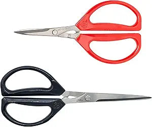 Joyce Chen Kitchen Shears 2-Pack - Includes 8-inch Deluxe and 6-inch Original Unlimited Kitchen Scissors, Dark Navy and Red Handles