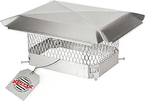 HY-Guard Stainless Steel Chimney Cap - HY-C Chimney Cover, Single Bolt-On Chimney Fireplace Cover, Chimney Flue Cover to Fit On Existing Flue Tiles, Chimney Vent Cap with Hood Plate (13" x 13")