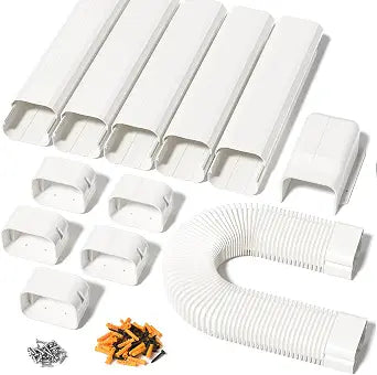 4" 9Ft Mini Split Line Set Cover PVC AC Line Covers Kit for Outside Lineset