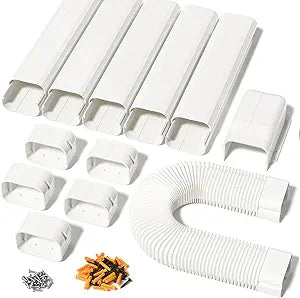 4" W 9Ft L Line Set Cover for Mini Split and Central Air Conditioners Decorative PVC Line Cover Kit for Outdoor AC Heat Pump Systems