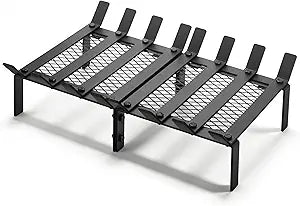 facka Fireplace Grate With Ember Retainer, Heavy Duty Steel Wood Stove Grate, 21 Inch 8 Bar Firewood Rack, Indoor Hearth Outdoor Fire Pit Log Holder, Easy Assembly