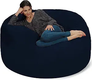 Chill Sack Bean Bag Chair - 5' Giant Memory Foam Lounge Chair with Soft Microfiber Cover  Cozy Furniture for Living Room, Dorm, & Kids' Rooms  Comfortable 5 Ft, Microsuede Lounge Sofa, Navy