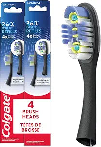 Colgate 360 Floss-Tip Replaceable Toothbrush Head Refills, Deep Clean, 4 Pack