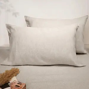 Linen Pillow Cases Standard Size Set of 2,100% French Flax Linen Pillowcases Breathable Washed Pillow Covers with Envelope Closure for Cooling Sleep Bedding Gift(Natural Linen,20x26)