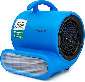 SereneLife Air Mover Blower Fan 1000 CFM Γ Powerful High Performance 3-Speed Fan for Floor & Carpet Drying, Portable Floor Fan w/Adjustable Tilt, Plug Multiple Units for Home Garage & Restoration Use