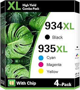 934XL 935XL Ink Cartridges Combo Pack Replacement for HP 934 and 935 Ink Cartridges OfficeJet Pro 6230 6830 6835 6836 OfficeJet 6220 6800 6812 Printers (4-Pack,1BK/1C/1M/1Y)