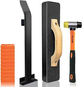 NAACOO Laminate/Vinyl Flooring Tools, Heavy Tapping Block for Vinyl Plank Floor - Knock 1-2 Times, Heavy Pull Bar, 40pc Flooring Spacers, Rubber Mallet - 4 in 1 Floor Installation Kit
