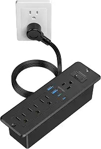65W USB C Recessed Power Strip, Flush Mount Recessed Outlet