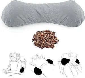 Buckwheat Lumbar Support Pillow for Bed Sitting and Couch Support, Firm Ergonomic Back Pillow for Lower Back Pain Relief, Small Natural Back Support Pillow Recliner Pillow