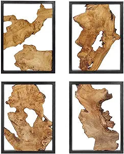 Modern Wood Wall Decor- Natural wood Handcrafted Rustic Charm for Your Home - Perfect for Living Room, Bedroom,Kitchen,or Office (Irregular*4)