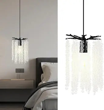 Tree Branch Chandeliers 2 Pack, 7.9" Clear Crystal Chandelier, Black Chandeliers for Dining Room, Modern Pendant Light Fixtures for Bedroom, Kitchen Island, Living Room