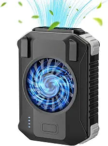 10000 Portable Waist Clip On Fan with  & , 3-Speed High Airflow Wearable Shirt Belt Fan, Personal Cooling Fan for Construction, Jobsite, Hiking Outdoor Men