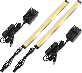 Under Cabinet LED Light Bar 15", AC120V Plug in, Black, 2packs, Warm White