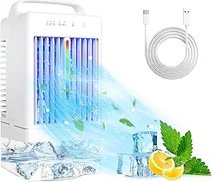 Portable Air Conditioners, SMLEGFT 90┬░ Auto-Oscillating Evaporative Air Cooler with 3 Speeds & 2/4H Timer, 900ml Large Tank & 7 Color Light, Portable Ac Personal Air Conditioner for Bedroom Office