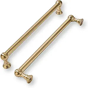 khtumeware 2 Pack 10 Inch Hole Center Champagne Bronze Cabinet Pulls Heavy Duty Solid Satin Brass Cabinet Handles for cabinets Dressers Kitchens Handles Bathroom cabinets