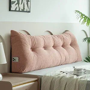 Twin Size Headboard Pillow Blush Wedge Bed Rest Reading Pillow for Dorm Bed Backrest Positioning Support Bolster Cushion for Daybe,39 * 4.7 * 15.7in
