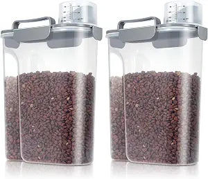 TBMax 2 Pack Cat Dog Food Storage Containers 10 to 14 Lbs, Portable Travel Pet Container Dispenser with Easy-Pouring Spout & Cup, Airtight Bird Seed Container Dog Treat Storage Bin