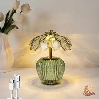 MJ PREMIER Rechargeable Table Lamp, Small Cordless Lamp with Timer, Green