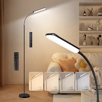 FRIDEKO HOME Floor Lamp for Living Room Over Chair Reading 18W 1800LM Black
