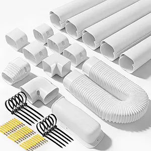 WISSCOOL 4" 10 Ft Mini Split Line Set Cover with Flexible Duct, PVC Mini Split Cover Kit for Central AC Heat Pumps Systems Tubing Cover