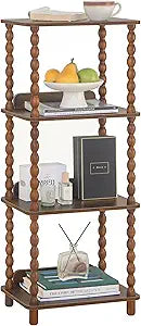 Fultyle Book Shelf, 4-Tier Bookshelf with Storage, Small Bookcase Display Shelves for Small Spaces, Bedroom, Living Room and Office with Solid Wood Legs (Rustic Brown)
